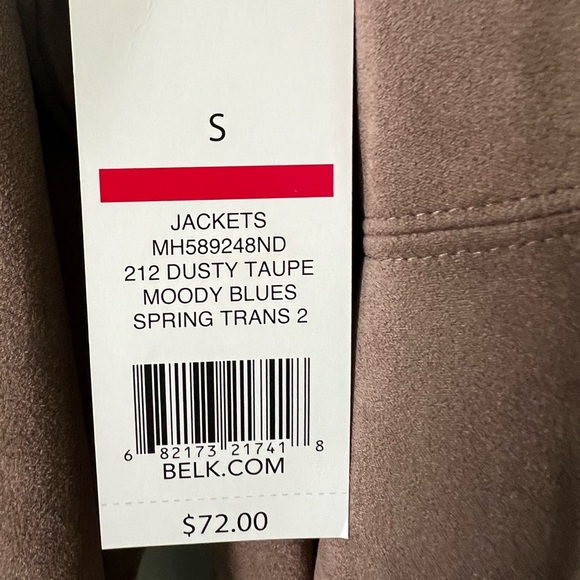 NWT Beautiful drape jacket, Small, Dusty-Taupe, Feels like Soft Suede - Picture 6 of 6